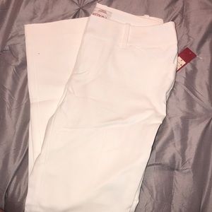 White Mid Rise Ankle Dress Pants